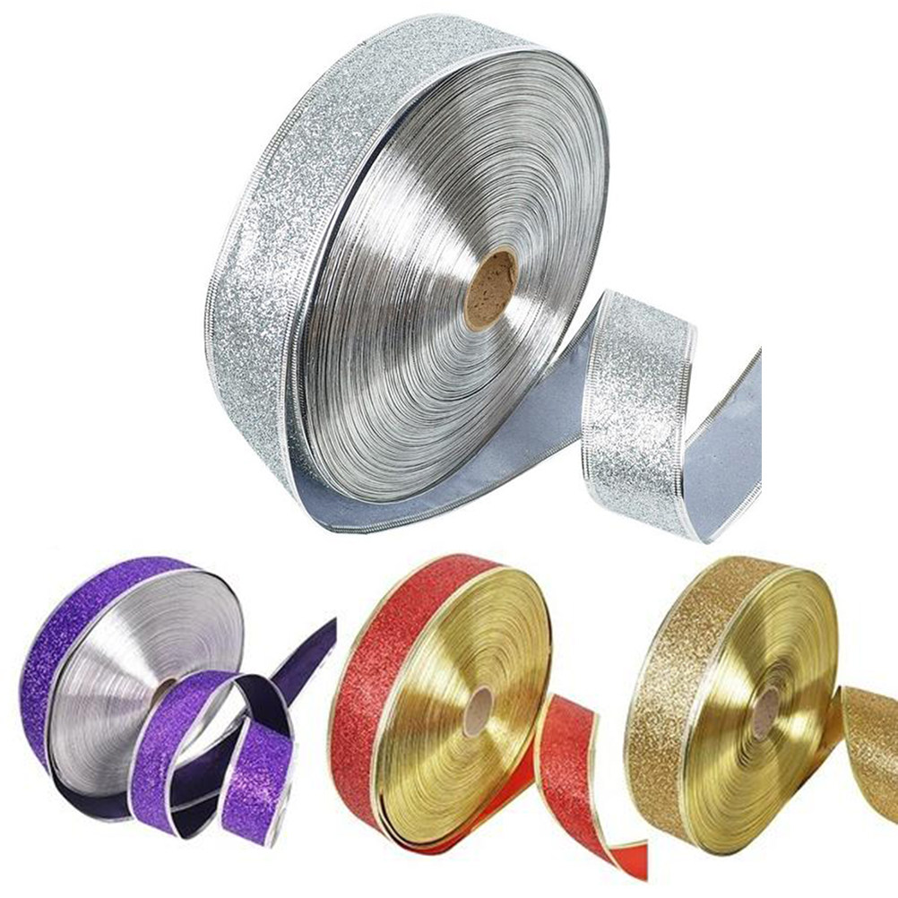 2M Shiny Gold Glitter Satin Ri - Ribbon Wired Satin のレビューと価格