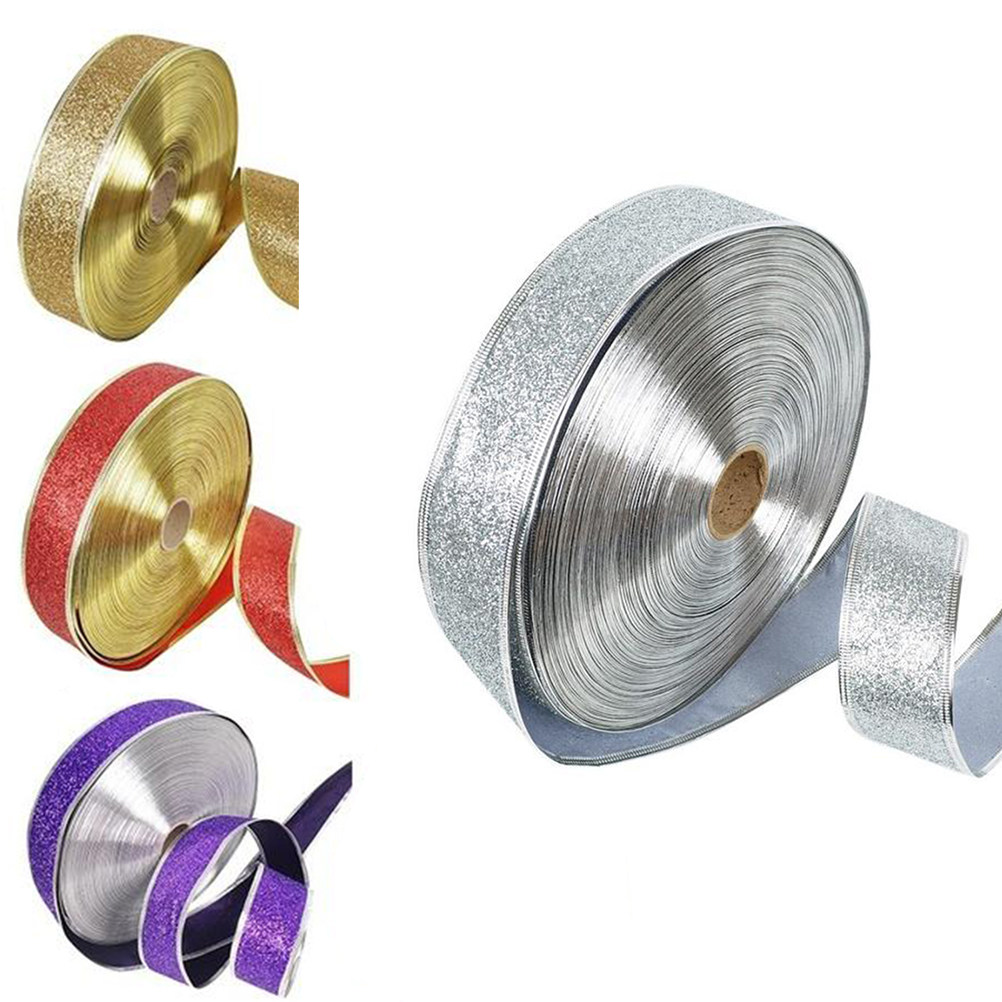 2M Shiny Gold Glitter Satin Ri - Ribbon Wired Satin のレビューと価格