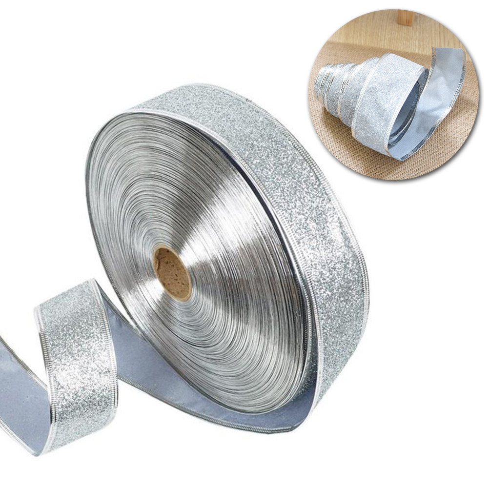 2M Shiny Gold Glitter Satin Ri - Ribbon Wired Satin のレビューと価格