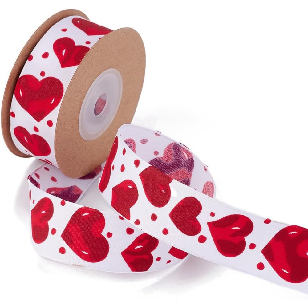 Single Face Polyester Heart Pr - Ribbon Wired Satin のレビューと価格