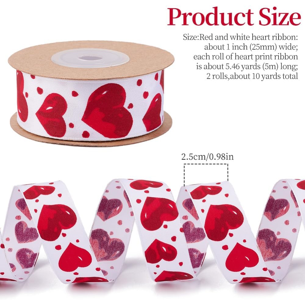 Single Face Polyester Heart Pr - Ribbon Wired Satin のレビューと価格