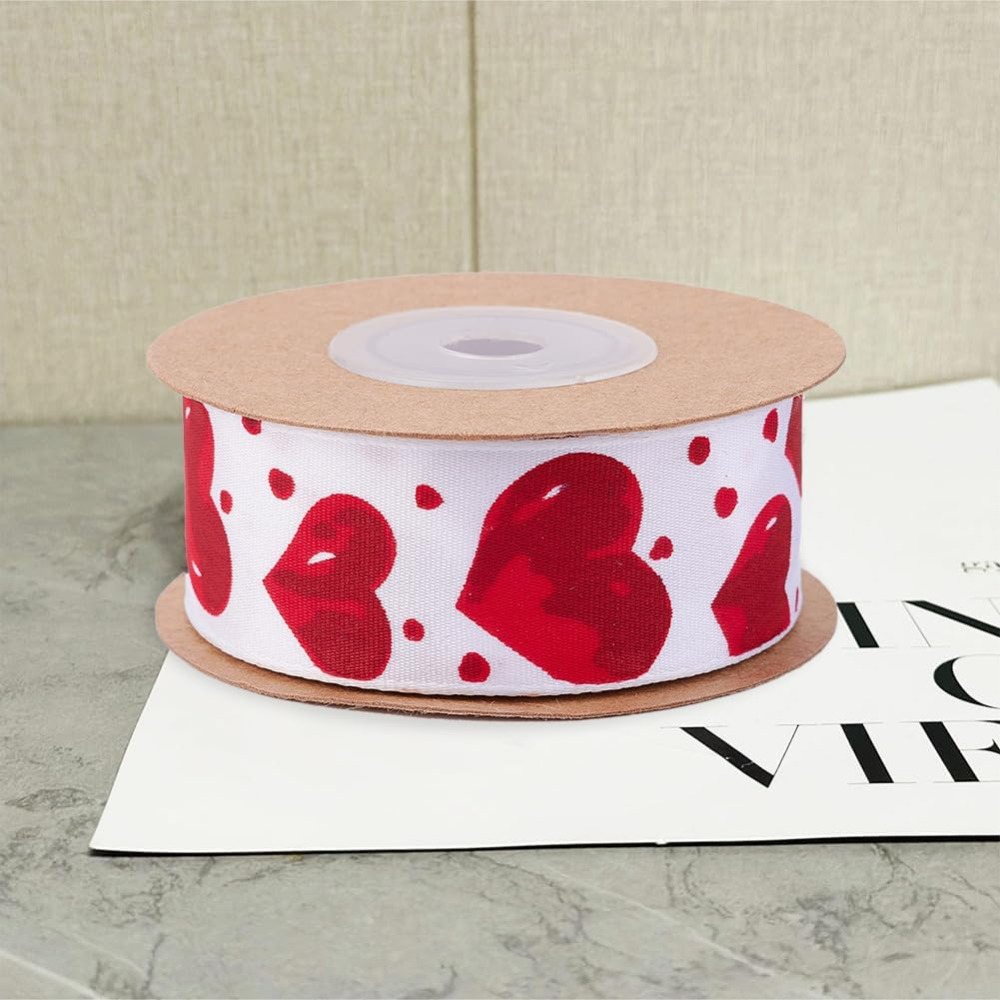 Single Face Polyester Heart Pr - Ribbon Wired Satin のレビューと価格