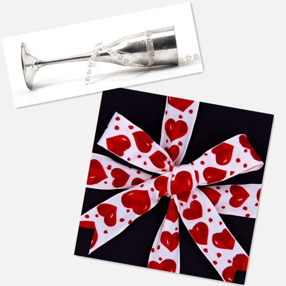 Single Face Polyester Heart Pr - Ribbon Wired Satin のレビューと価格