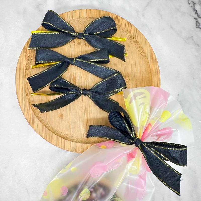 20pcs Black Satin Ribbon Bows  - Ribbon Wired Satin のレビューと価格