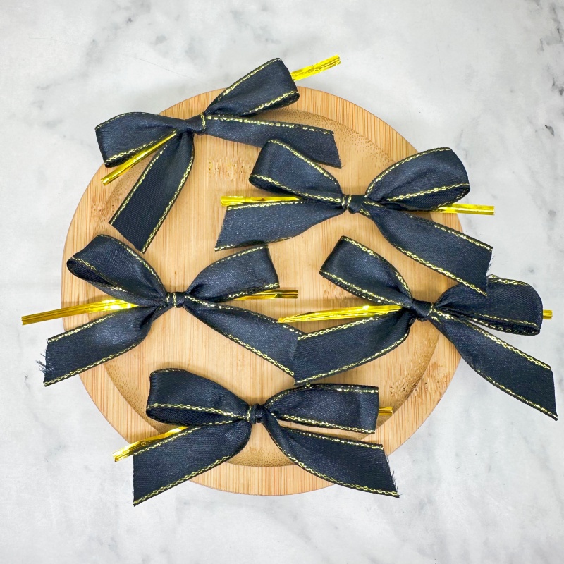 20pcs Black Satin Ribbon Bows  - Ribbon Wired Satin のレビューと価格