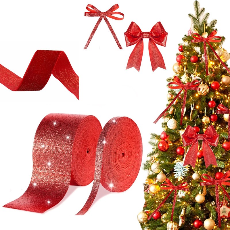 5/7/10 Yards Christmas Decorat - Ribbon Wired Satin のレビューと価格