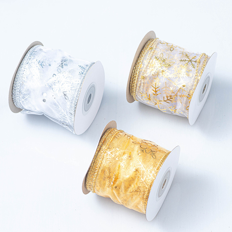 Christmas Gold Foil Transparen - Ribbon Wired Satin のレビューと価格