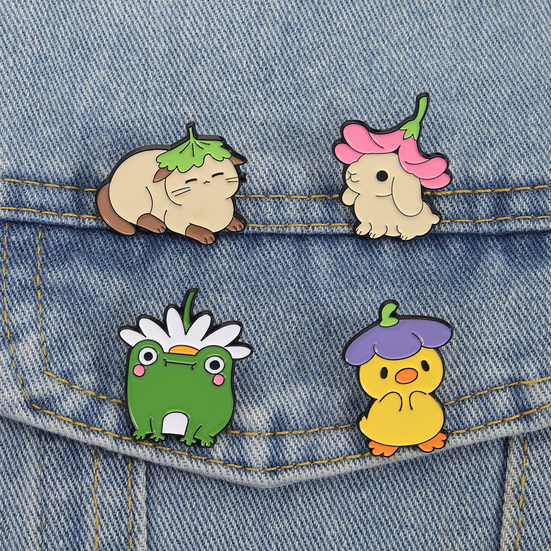 Flowers Leaf Hat Enamel Pins C - Flower Frog Pin のレビューと価格