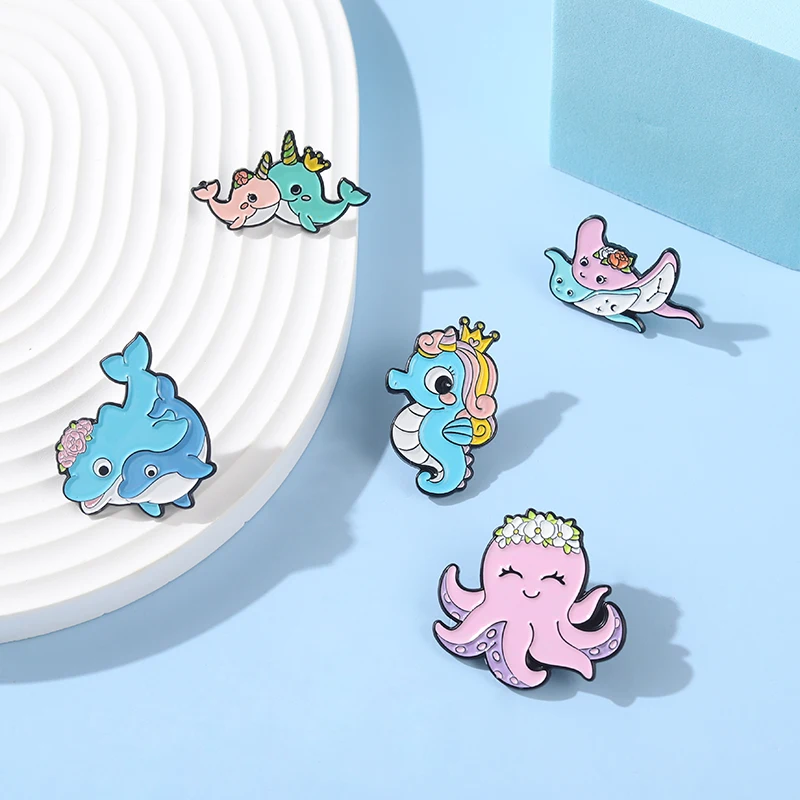 4-5PCS/SET Animal Enamel Pin B - Flower Frog Pin のレビューと価格