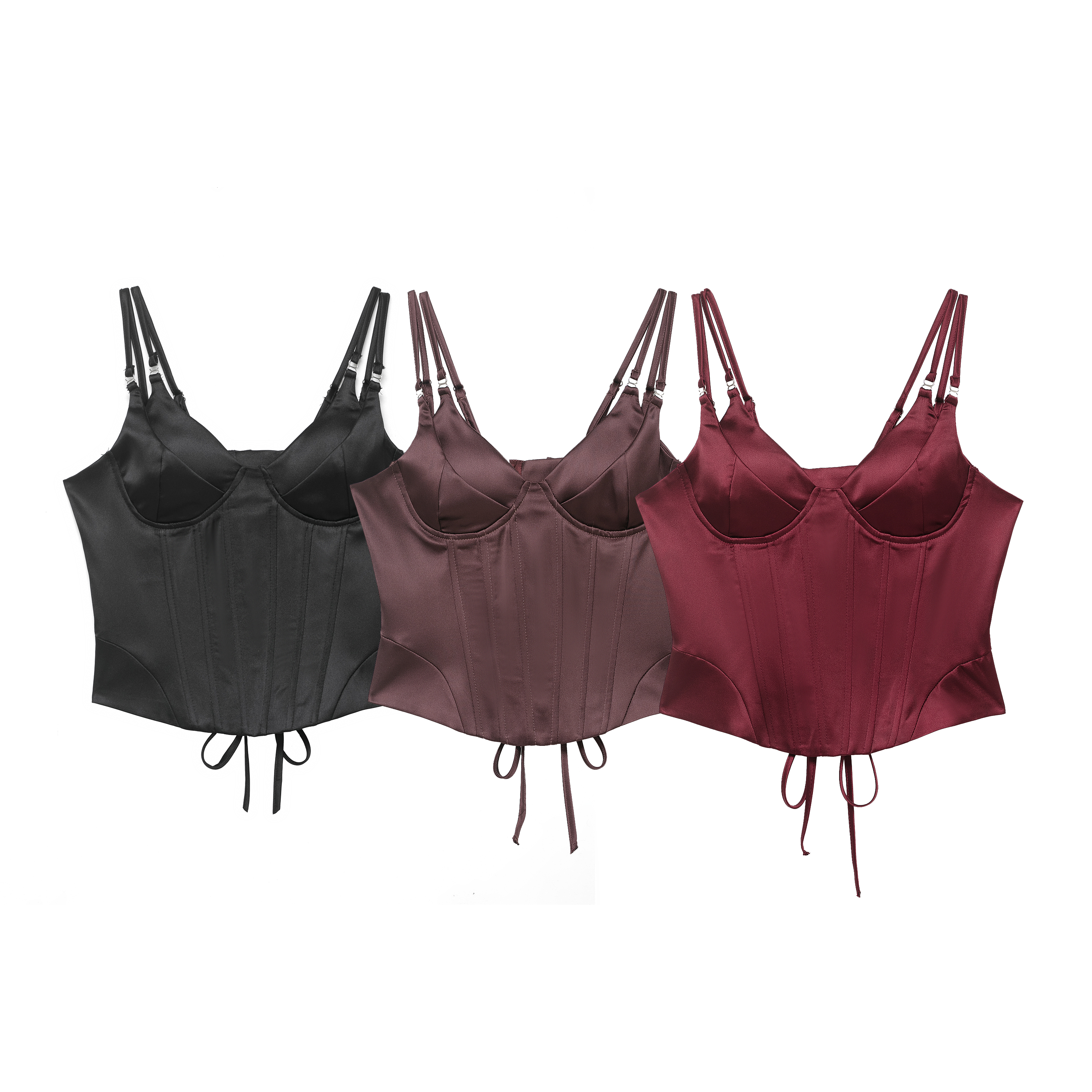 3 colors Sexy Satin With Chest - Ribbon Wired Satin のレビューと価格